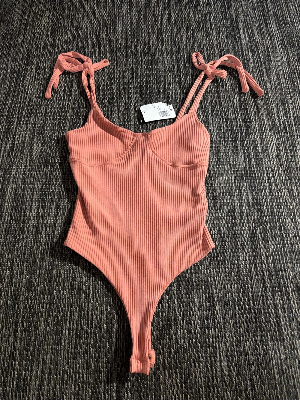 Forever 21 Knit Bodysuit Bow New Coral Pink